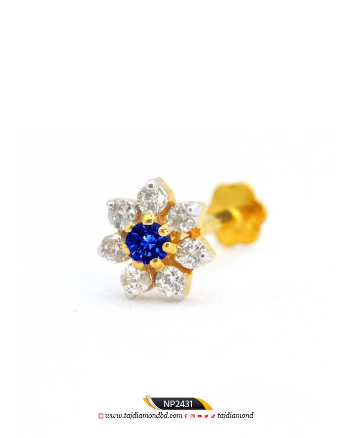 Diamond Nosepin Blue Color. www.tajdiamondbd.com Diamond Nosepin Blue Color. www.tajdiamondbd.com