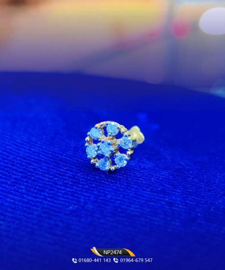Elegant 7 Stone Nosepin Classic 7 Stone Gold Nosepin wwww.tajdiamondbd.com